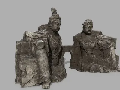 rocks buddha gate  Low-poly 3D model