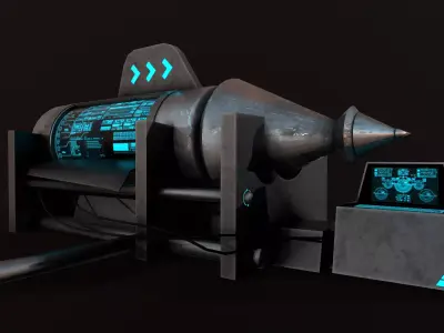 SCI-FI ROCKET Low-poly 3D model