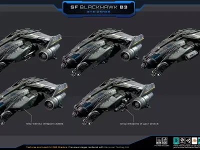 Black Hawk Bomber - B3 Low-poly 3D model