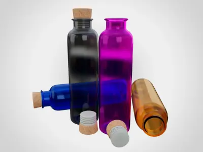 Water Bottle With Cork Low-poly 3D model