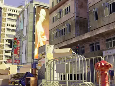 Hong Kong Street Props Pack FBX format 3D model