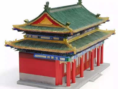 Ornate Traditional Chinese Official Residence 3D Model Low-poly 3D model