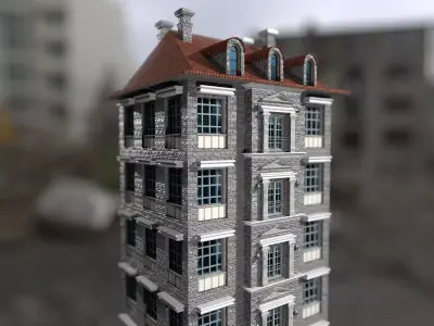 Apartment Building 3D model Low-poly 3D model