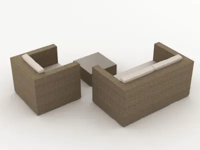 Rattan Garden Furniture Set 002 3D model