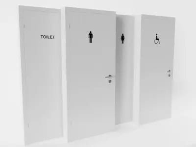 Simple Public Toilet Door - 4 variants 3D model