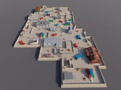 TDM Map 2- 4V4 Battle Royal Game - Low Poly Map Low-poly 3D model