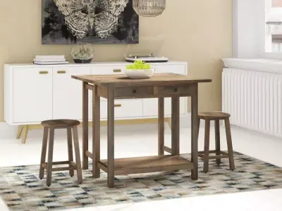 Amalie Breakfast Wood Diner Table ChairSet 3D model