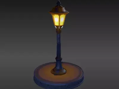 Stylized Night Street Lamp Background 3D Model for Animation 3D model