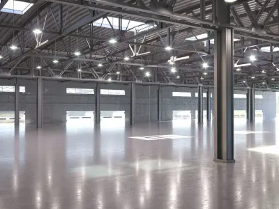 Warehouse empty with windows 3D model