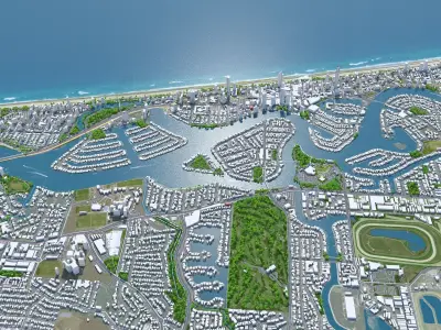 Surfers Paradise Queensland Australia 10km Low-poly 3D model
