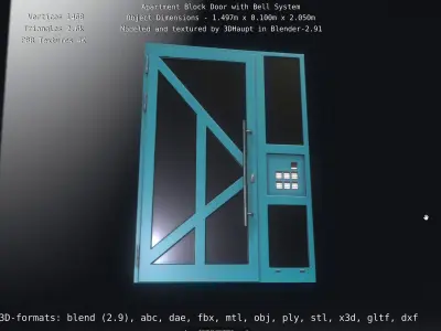 Apartment Block Door with Bell System Low-poly 3D model