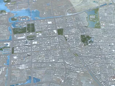 Yinchuan Ningxia China 60km AI Low-poly 3D model