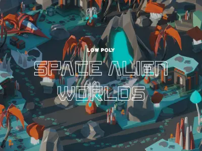 Low Poly Space Alien Worlds 3D Asset Pack Low-poly 3D model