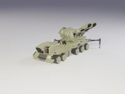 SciFi artillery LowPoly GameReady model Low-poly 3D model