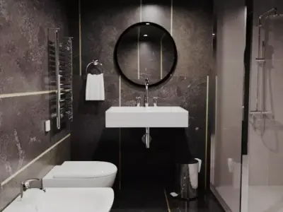 bathroom modern with gold accents 3D model