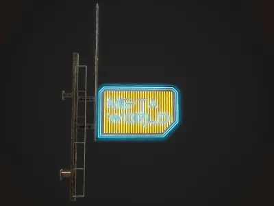 MetaWorld Neon signs Cyberpunk  Optimized FOr games  Low-poly 3D model