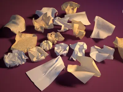 20 Crumpled paper Pack Low-poly 3D model