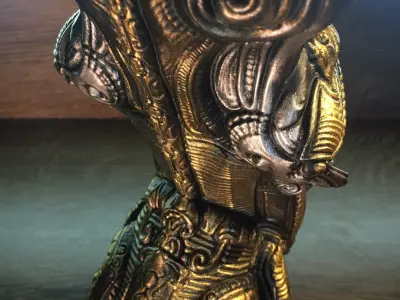 Stasis bronze statue on wooden table 3D print model