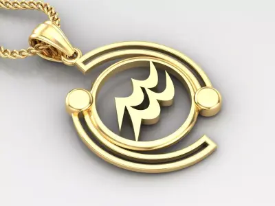 Galaxy Aquarius Light Gold Pendant Version 8 3D print model