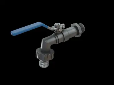 Valve Tap blue Low-poly 3D model