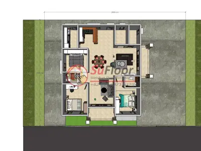 House 20x15m code 524 - Sketchup 3D model 3D model 3D model
