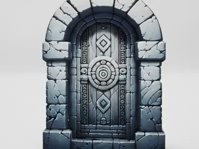 Ancient Stone Dungeon Door 3D model