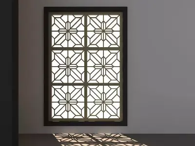 3d screen wooden ceiling with pattern Low-poly 3D model