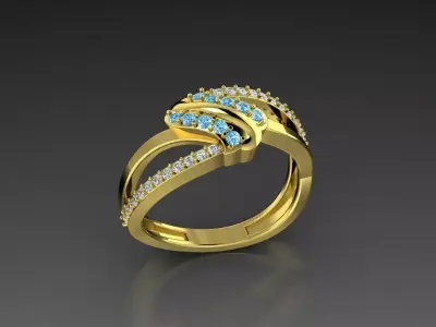 Diamond Jewelry Women Ring  Light Blue gem Cut 3D print model