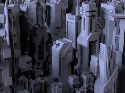 PACK SF FUTURISTIC SKYSCRAPERS  Low-poly 3D model
