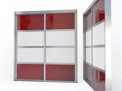Red Sliding Closet Door 3D model