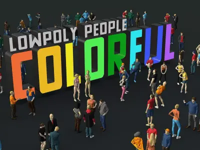 Lowpoly People Colorful Low-poly 3D model
