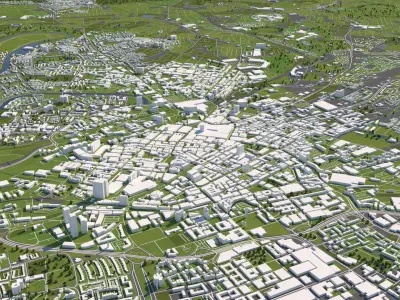 Manchester 50x50km 3D City Map 3D model