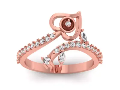 Solitaire Wedding Engagement Women Flower Heart Bypass Ring 3D print model