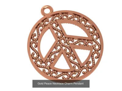 3 Peace Charms Pendant Necklace  3D Model Pack