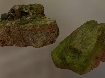 Mossy Rock Pack 001 Low-poly 3D model