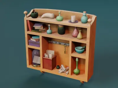 Low-poly shelf Low-poly 3D model