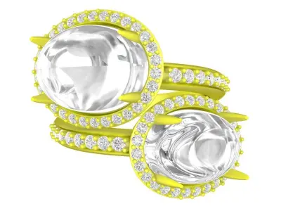 Luxury Two Stone Oval Halo Statement Ring 7060 3D print model