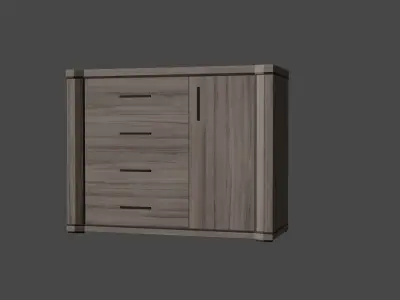 Furniture wardrobe with doors and drawers Free low-poly 3D model