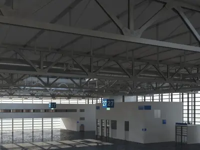 Warehouse 5 industrial building with roof 3D model