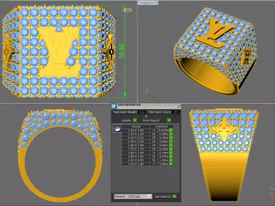 LV diamond ring 3D print model