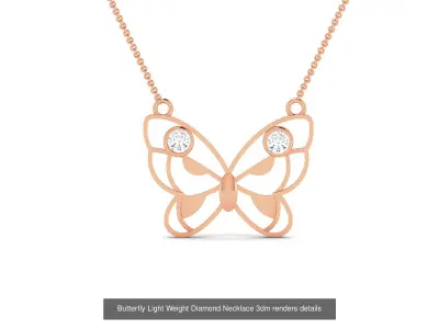 4 Butterfly Light Weight Diamond Necklace 3dm renders details 3D Model Pack