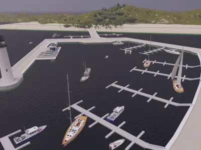 Beach pier-Coastal wharf-Seaside pier 3D model