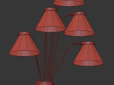 ROOSEVELT five light brass wall sconce with shades 3D model