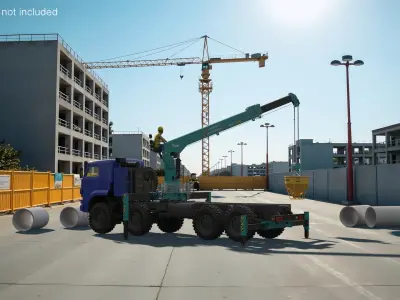  Hyundai Crane on Kamaz with Boscaro Concrete Bucket and Operator 