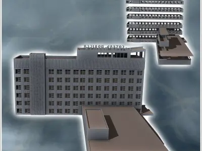Large Russian Soviet administrative hotel with annex and flat ro 3D print model