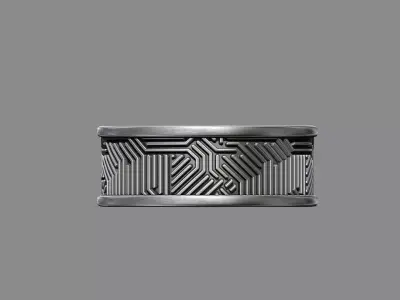 Scifi tech pattern wedding band ring 3D print model
