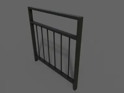 PBR Pedestrian Guard Rail Black V4 Low-poly 3D model