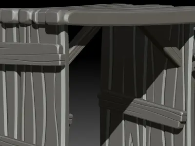 Stylized wooden gate 3D model