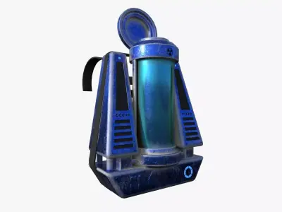 SciFi Backpack J06 Blue Metal - Fashion Character Design Low-poly 3D model
