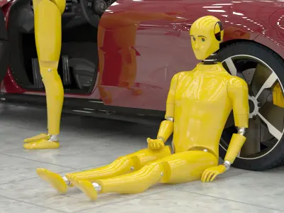  Yellow Crash Test Dummy Rigged for Maya 